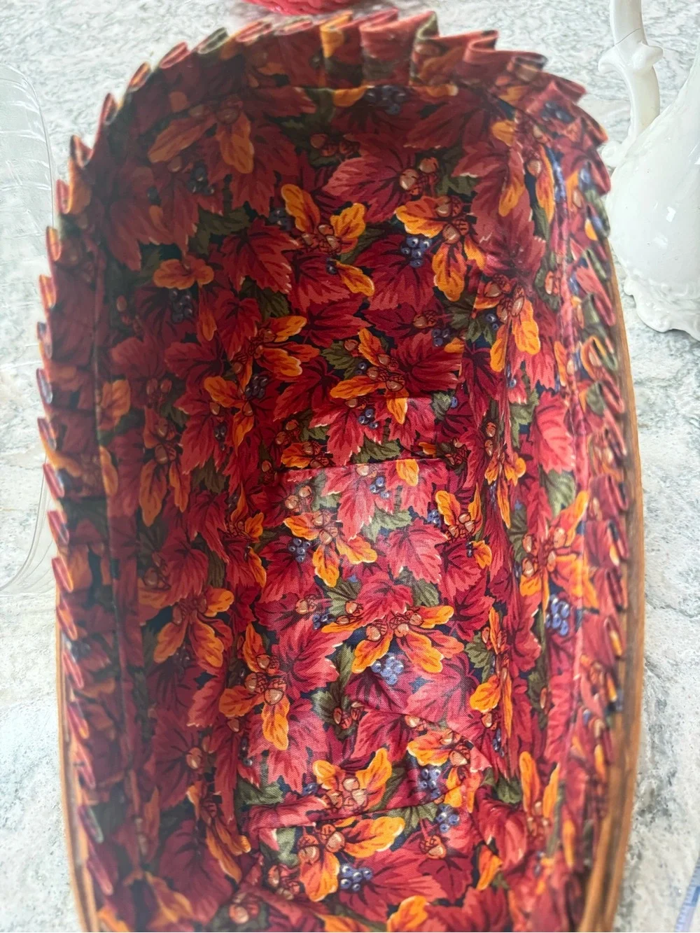 Longaberger Vegetable Basket with Fall Floral Liner and plastic protector